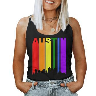 Austin Texas Lgbtq Gay Pride Rainbow Skyline Women Tank Top | Mazezy