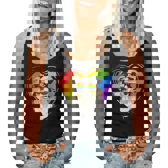 Australian Shepherd Rainbow Heart Gay Pride Lgbt Flag Women Tank Top | Mazezy