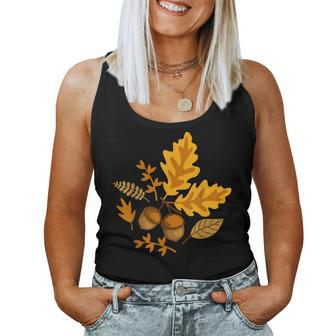 Autumn Leaves And Acorns Fall For Thanksgiving Cute Women Tank Top | Mazezy