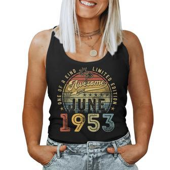 Awesome Since June 1953 Vintage 70Th Birthday Party Retro Women Tank Top | Mazezy