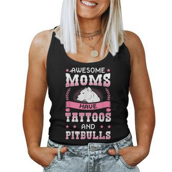 Awesome Moms Have Tattoos And Pitbulls Pit Bull Terrier Women Tank Top | Mazezy