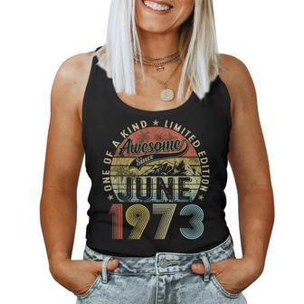 Awesome Since June 1973 Vintage 50Th Birthday Gift For Women Women Tank Top Basic Casual Daily Weekend Graphic - Seseable