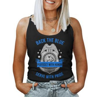 Back The Blue Protect With Honor Serve With Pride Police Women Tank Top | Mazezy