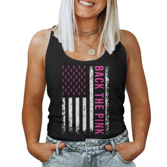 Back The Pink Breast Cancer Awareness American Flag Women Tank Top - Monsterry