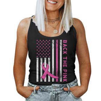 Back The Pink Ribbon Flag Breast Cancer Warrior Women Tank Top - Seseable