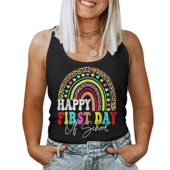 Back To School Funny Happy First Day Of School For Teachers Women Tank Top Weekend Graphic - Seseable