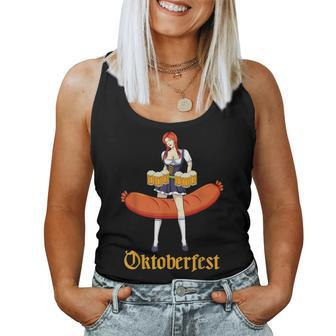 Barmaid Oktoberfest Cute German Woman Dirndl Bratwurst Beer Women Tank Top - Monsterry AU