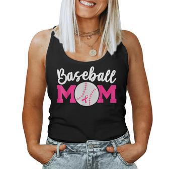 Baseball Mom Pink Ribbon Breast Cancer Awareness Fighters Women Tank Top - Seseable