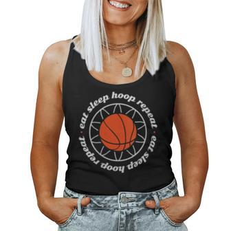 Basketball Motivation - Eat Sleep Hoop Repeat Women Tank Top | Mazezy