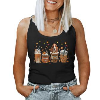 Basset Hound Fall Coffee Pumpkin Spice Latte Iced Autumn For Coffee Lovers Women Tank Top | Mazezy