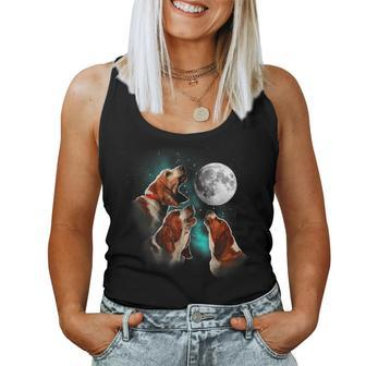 Basset Hound Basset Hound Howling At The Moon Basset Women Tank Top - Seseable