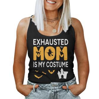 Bat Witch Pumpkin Halloween Day Exhausted Mom Is My Costume Women Tank Top | Mazezy DE
