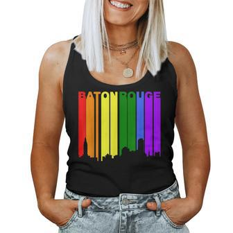 Baton Rouge Louisiana Lgbtq Gay Pride Rainbow Skyline Women Tank Top | Mazezy