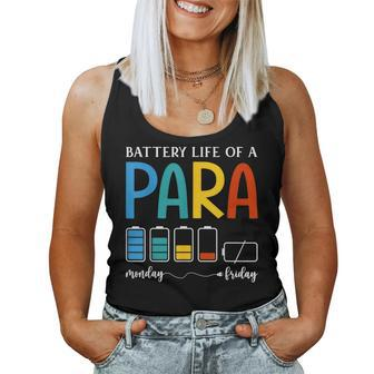 A Battery Life Of Paraprofessional Paraeducator Teacher Women Tank Top | Mazezy