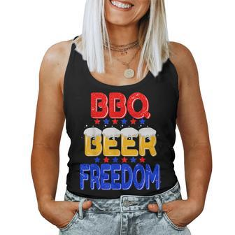 Bbq Beer Freedom 4Th Of July America Usa Bbq Summer Party Beer Women Tank Top | Mazezy