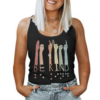 Be Kind Sign Braille Language Visually Impaired Awareness Women Tank Top Weekend Graphic - Monsterry