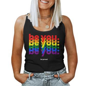 Be You Be Proud Lgbtq Pride Rainbow | Lesbian Gay Lgbt Ally Women Tank Top Basic Casual Daily Weekend Graphic - Seseable