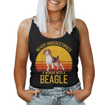 Beagle Never Underestimate A Woman With A Beagle Women Tank Top - Monsterry