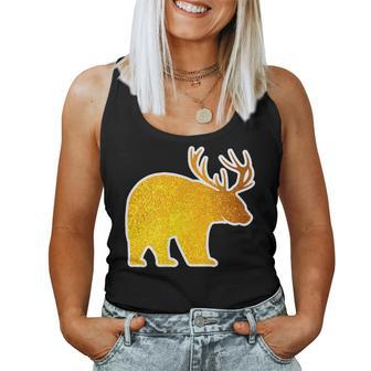 Bear With Deer Antlers Beer Lover Spirit Animal Women Tank Top | Mazezy