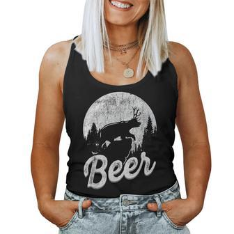 Bear Deer Beer Day Drinking Adult Humor Women Tank Top | Mazezy
