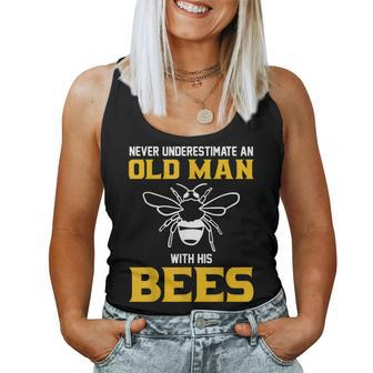 Beekeeping Never Underestimate An Old Man With His Bees Women Tank Top | Mazezy
