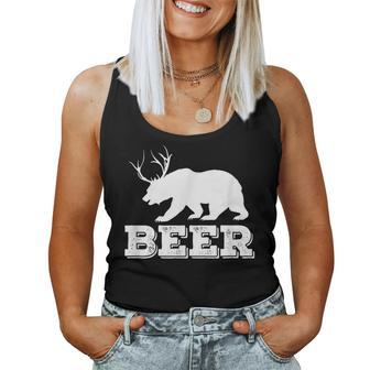 Beer Bear Antler Bear Lover Beer Drinking Party Women Tank Top | Mazezy