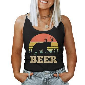 Beer Bear Deer Retro Vintage Sunset Women Tank Top | Mazezy