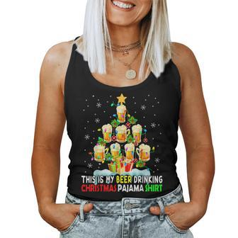 This Is My Beer Drinking Christmas Pajama Beer Drinker Women Tank Top - Seseable