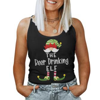 Beer Drinking Elf Group Christmas Pajama Party Women Tank Top - Seseable