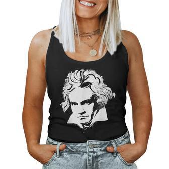 Beethoven Black And White Face For Musicians Women Tank Top | Mazezy