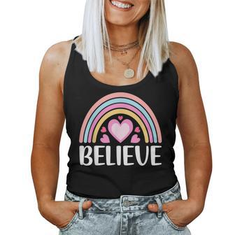 Believe Boho Rainbow For Women Accept Faith Hope Trust Faith Women Tank Top | Mazezy