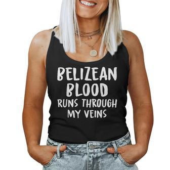 Belizean Blood Runs Through My Veins Novelty Sarcastic Word Women Tank Top - Seseable