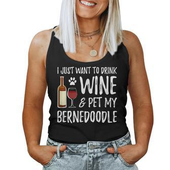 Bernedoodle Dog Lover Wine Dog Mom Women Tank Top - Seseable
