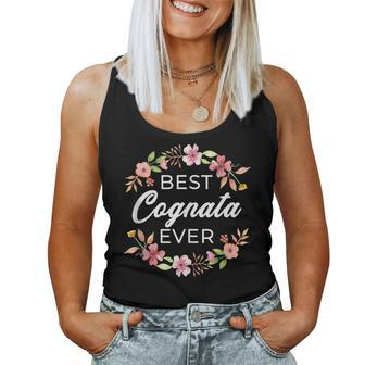 Best Cognata Ever Italian Sister In Law Floral Women Tank Top | Mazezy