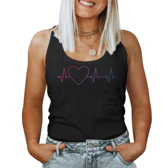 Bi Heartbeat - Bisexual Pride Flag Ecg Pulse Line Women Tank Top | Mazezy