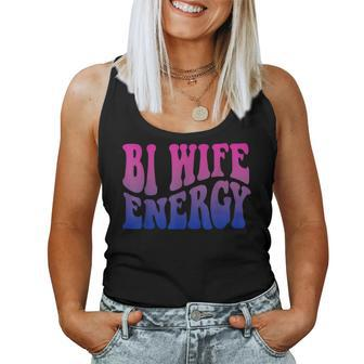Bi Wife Energy Bisexual Pride Bisexual Flag Retro Vintage Women Tank Top | Mazezy