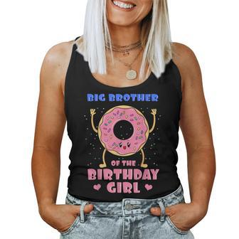Big Brother Of The Birthday Girl Donut Bday Party Bro Sib Women Tank Top | Mazezy