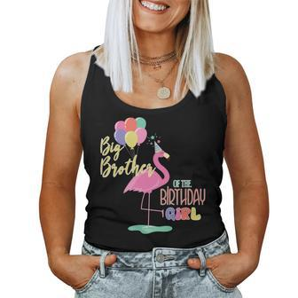 Big Brother Of The Birthday Girl Flamingo Matching Family Women Tank Top | Mazezy