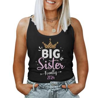 Big Sister 2024 Finally For Pregnancy Or New Baby Shower Women Tank Top Basic Casual Daily Weekend Graphic - Seseable