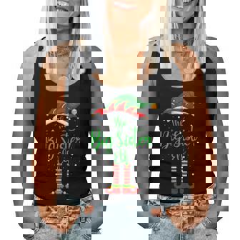 Big Sister Elf Matching Family Group Christmas Party Pajama Women Tank Top - Monsterry