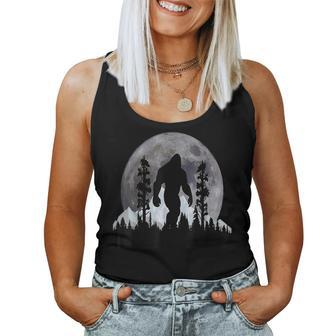 Bigfoot In The Forest Moon Night Cool Sasquatch Women Tank Top - Seseable