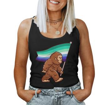 Bigfoot Gay Pride Lgbt Rainbow Mlm Flag Sasquatch Women Tank Top | Mazezy