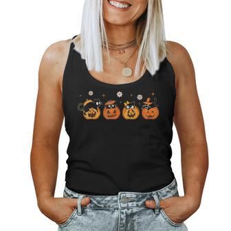 Black Cats Pumpkin Cute Halloween Cat Lover Girls Women Tank Top - Thegiftio UK
