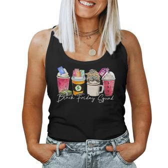 Black Shopping Friday Squad Coffee Cups Women Tank Top | Mazezy