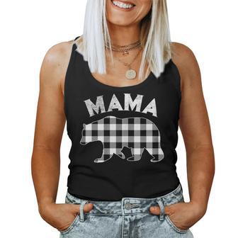 Black And White Buffalo Plaid Mama Bear Christmas Pajama Women Tank Top - Seseable