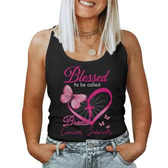 Blessed To Be Called Breast Cancer Survivor Pink Butterfly Women Tank Top - Seseable