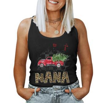 Blessed Nana Christmas Red Truck Car Christmas Tree Women Tank Top | Mazezy