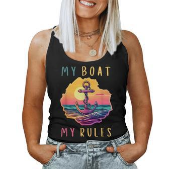 My Boat My Rules Beach Anchor Quote Motivational For Women Women Tank Top | Mazezy