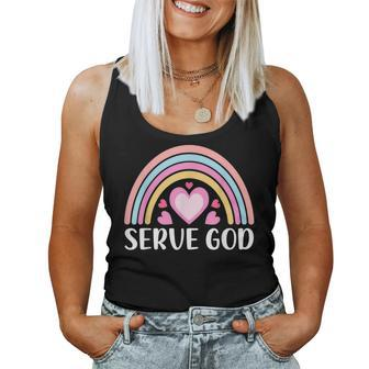 Boho Rainbow For Women Serve God Christianity Faith Faith Women Tank Top | Mazezy