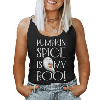 Boo Ghost Halloween Pumpkin Spice Latte Fall Love Womens Latte Women Tank Top | Mazezy